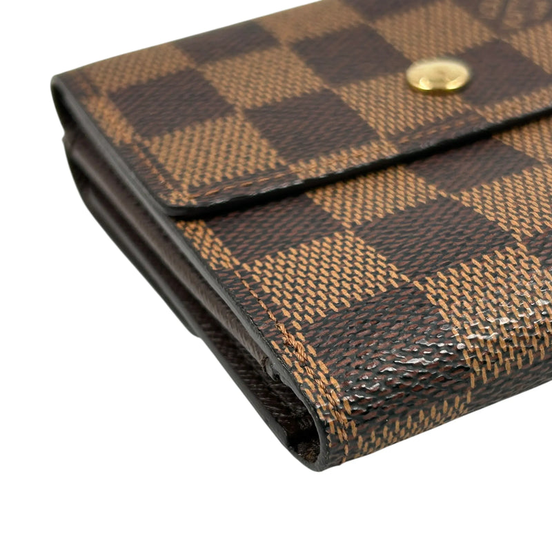 Louis Vuitton Portefeuille Elise Damier Ebene Bi-fold Compact Wallet - Brown 
