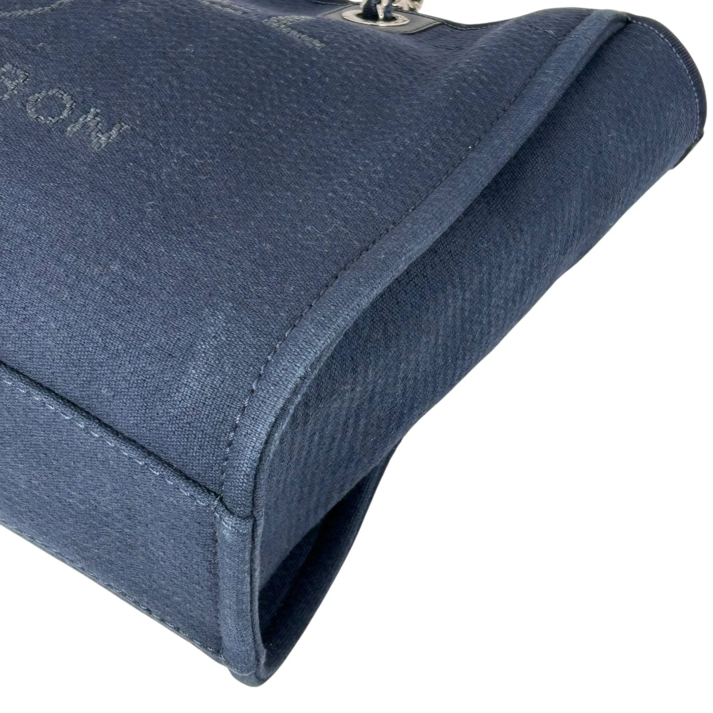 CHANEL Deauville MM Canvas Tote Bag - Navy 