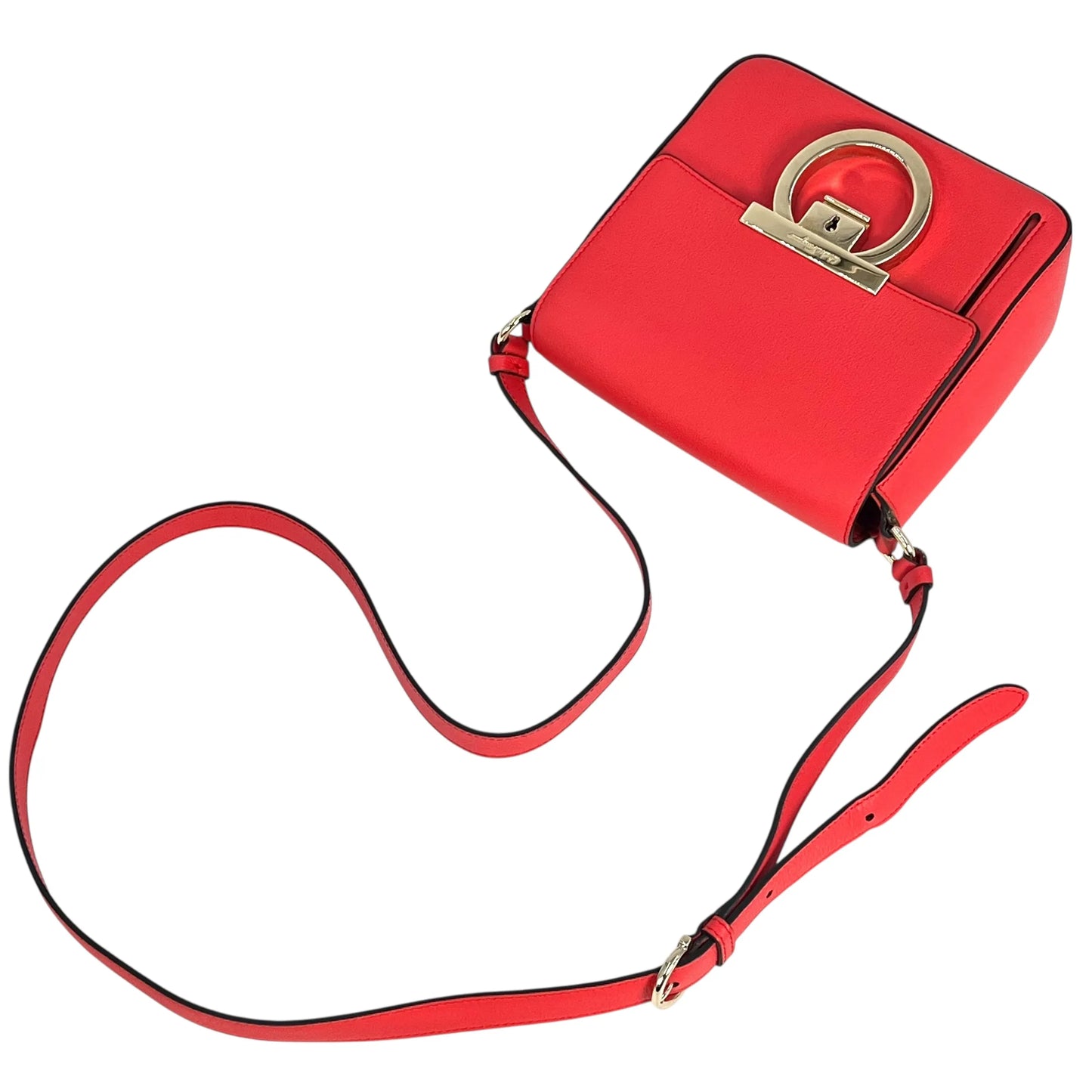 Ferragamo Gancini Calfskin Shoulder Bag - Red 