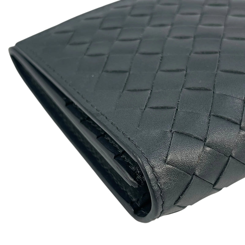 BOTTEGA VENETA Intrecciato Leather Bi-fold Long Wallet - Black 