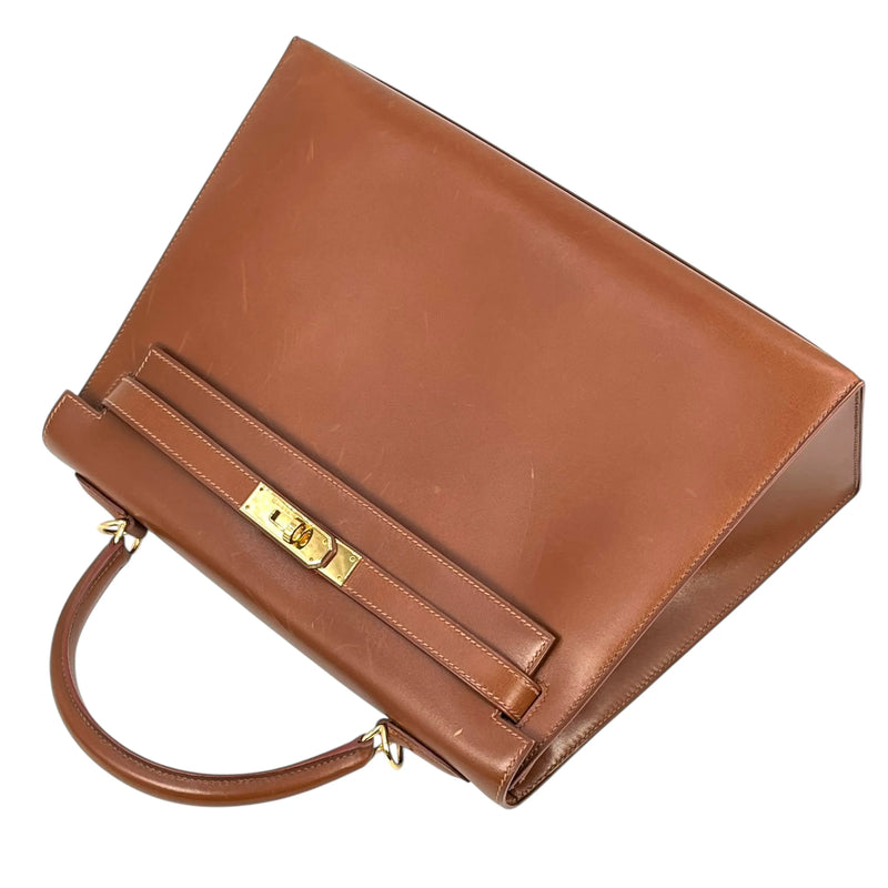 Hermès Kelly Box Calf Handbag/Shoulder Bag - Brown, E Stamp (2001) 