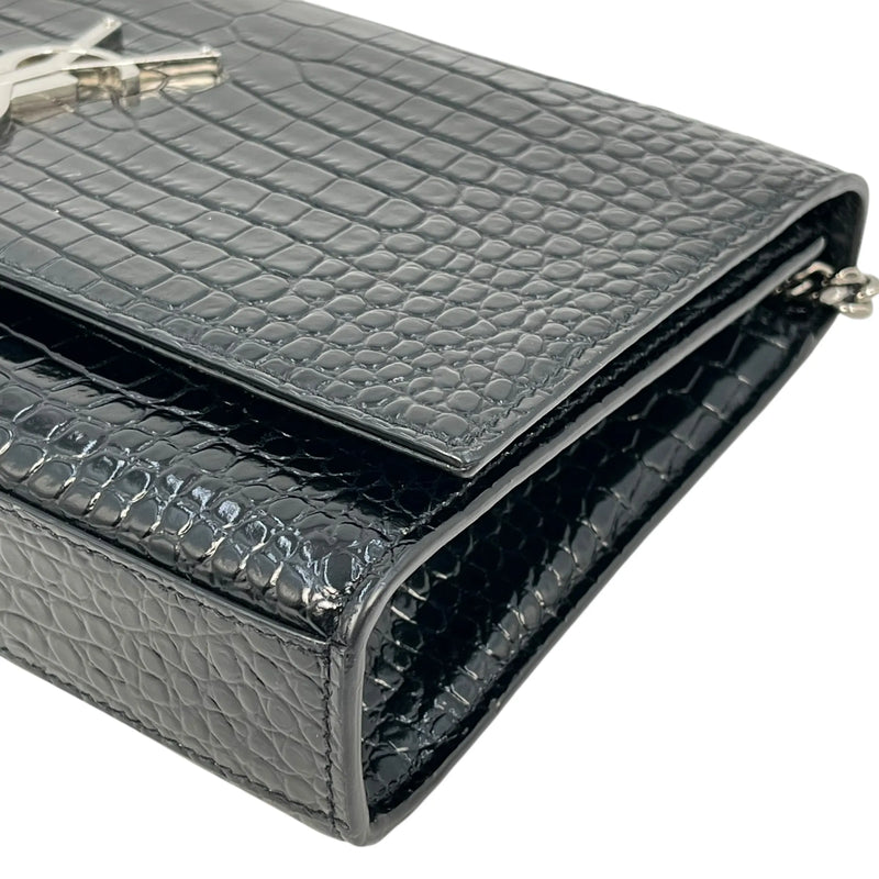 Saint Laurent ケイト タッセル ミディアム クロコダイルエンボスレザー チェーンショルダーバッグ - ブラック