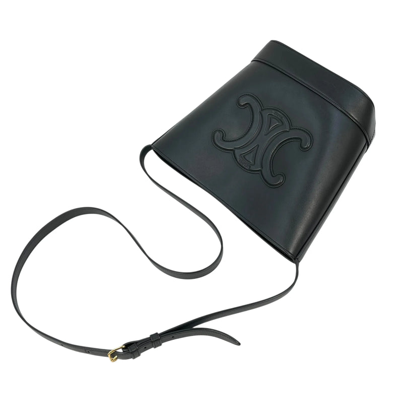 CELINE Small Bucket Cuir Triomphe Calfskin Shoulder Bag - Black 
