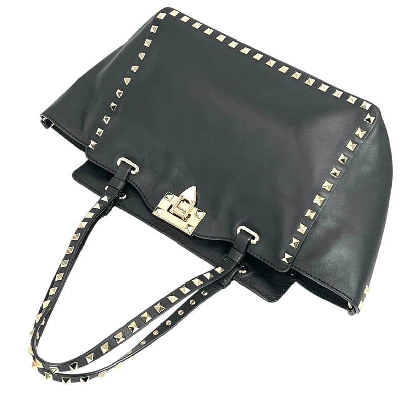 Valentino Rockstud Leather Handbag/Shoulder Bag - Black 