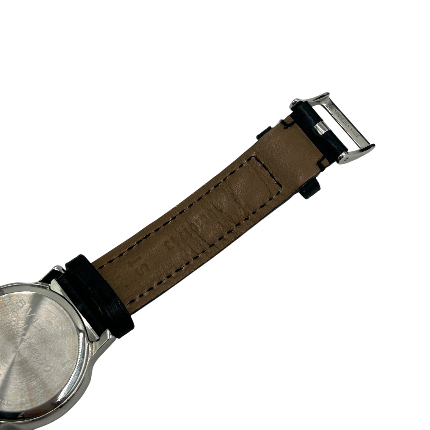 BVLGARI Solotempo Stainless Steel Leather Band Watch - Black 