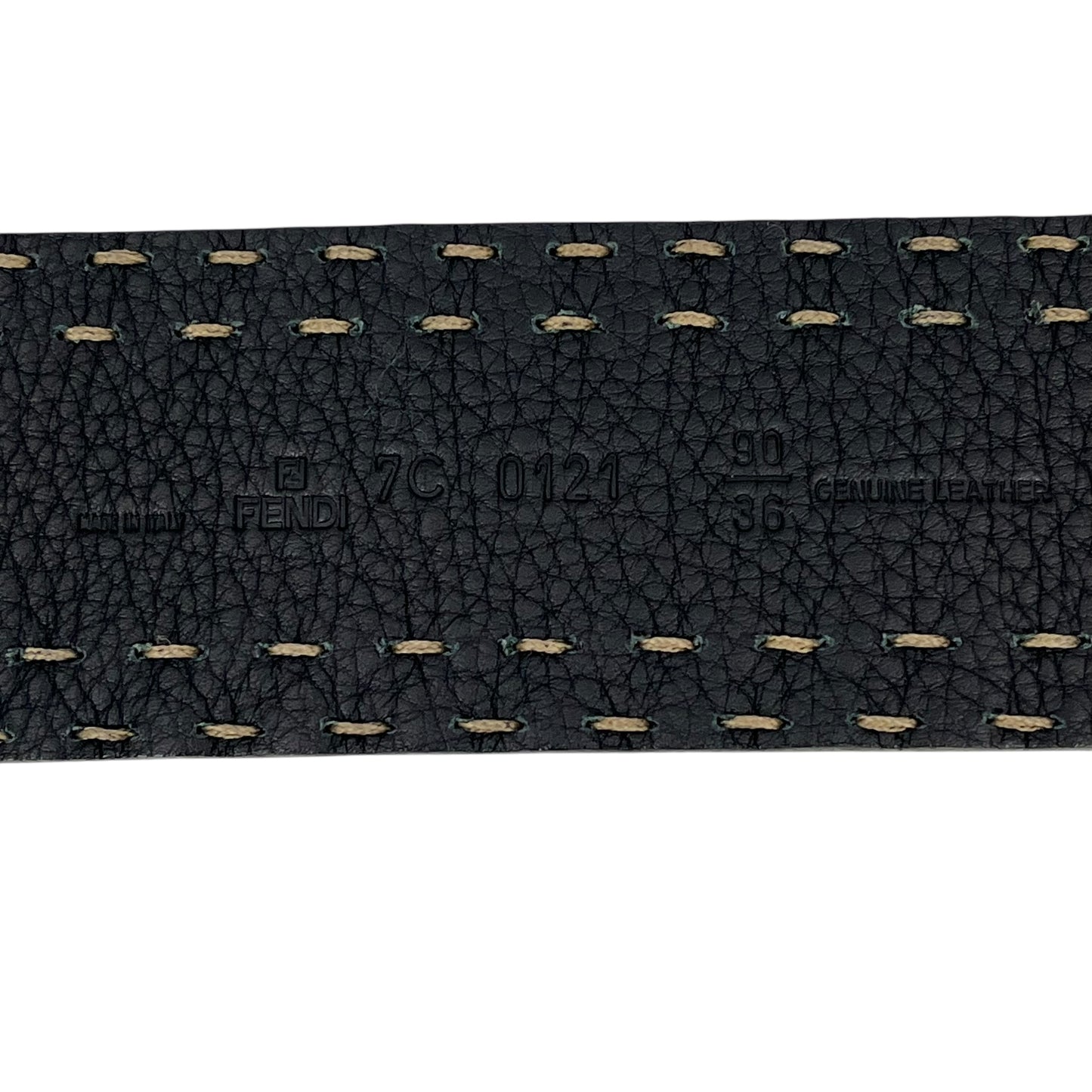 FENDI レザー ステッチ ベルト - ブラック