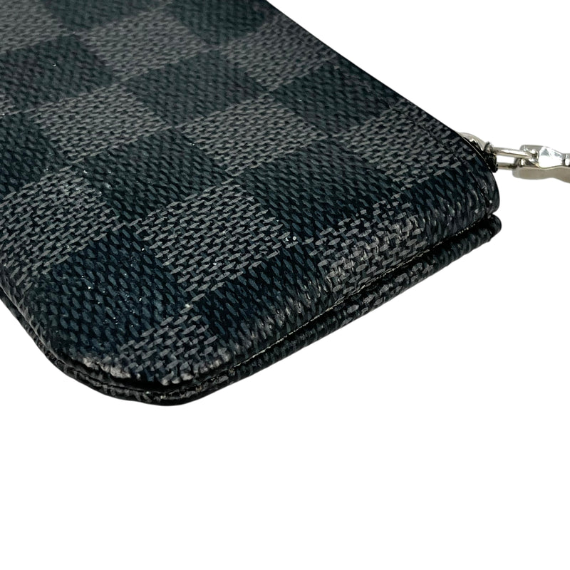Louis Vuitton Damier Graphite Pochette Clé Coin Case with Key Ring - Black 