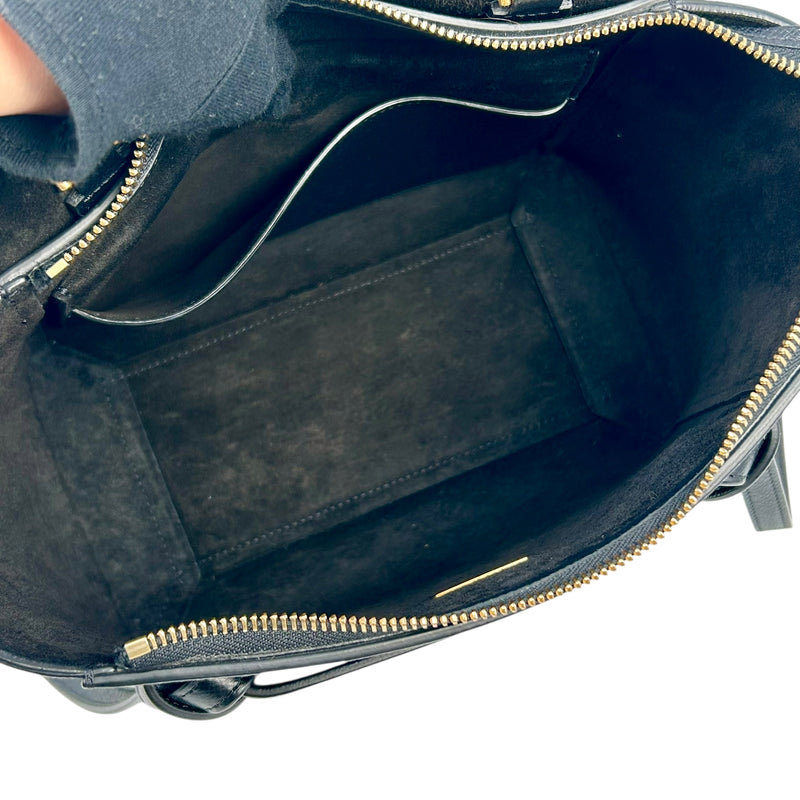 CELINE Leather Micro Beret Handbag/Shoulder Bag - Black 