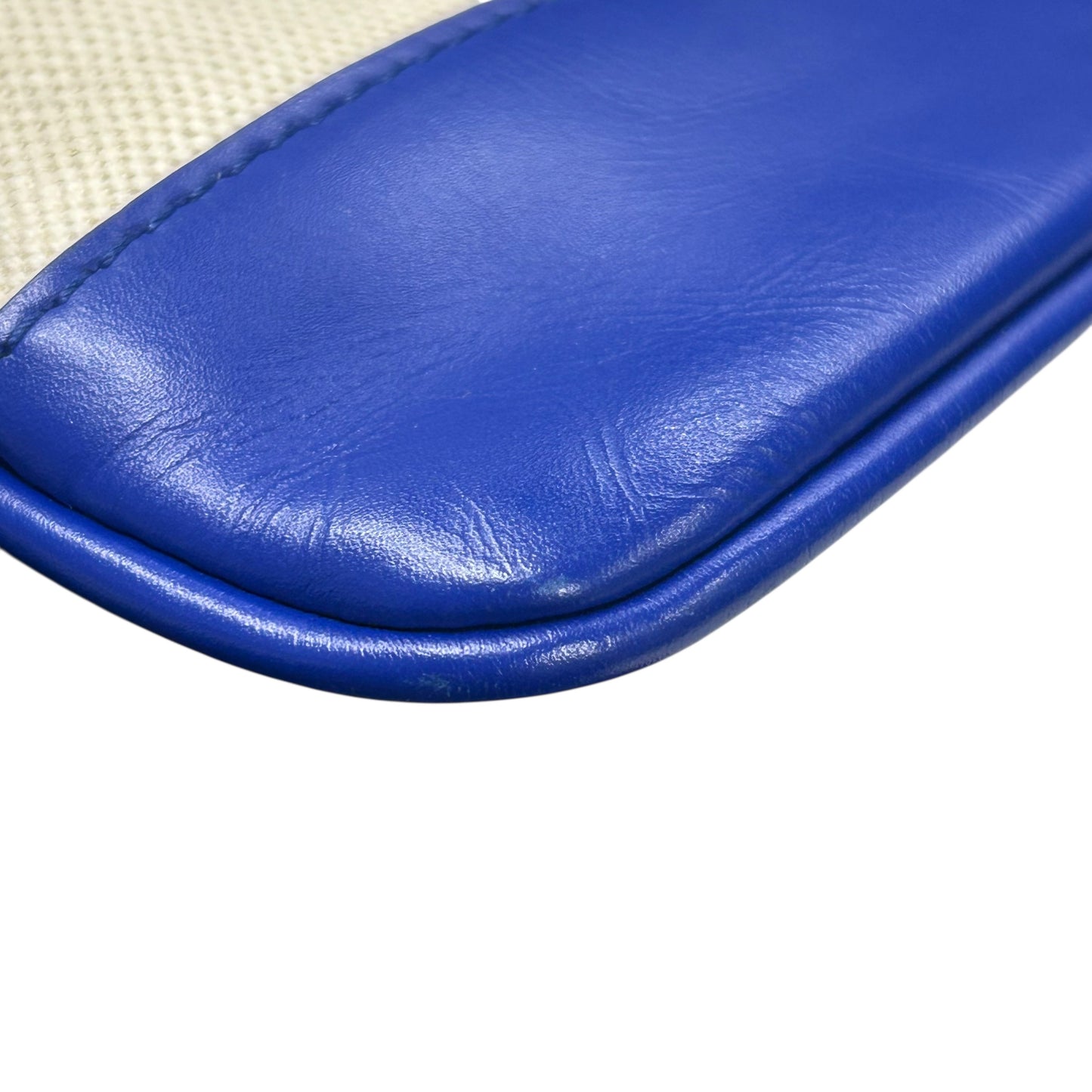 BALENCIAGA Canvas Clutch Bag - Cream and Blue 