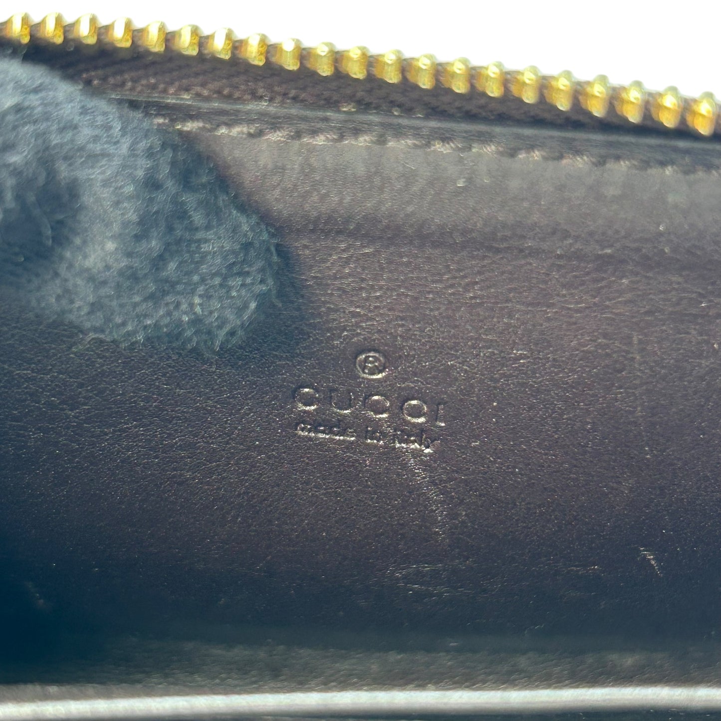 GUCCI Guccissima Card Case Compact Wallet - Dark Brown 