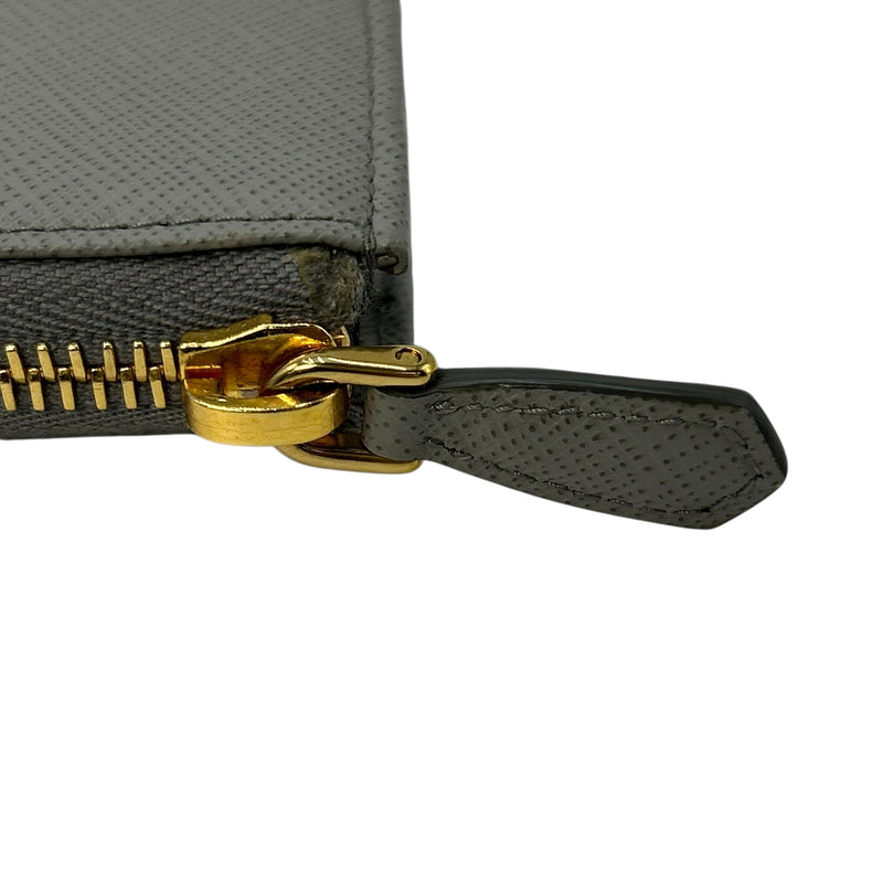 PRADA Saffiano Leather Long Wallet - Grey 