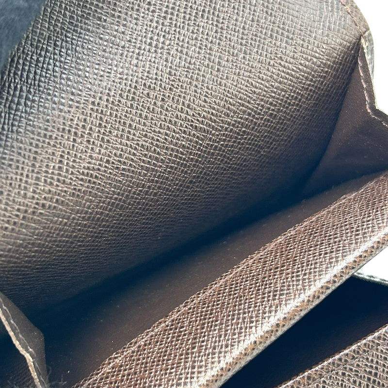 Louis Vuitton Damier Porte Monnaie Plat Bi-fold Compact Wallet - Dark Brown 