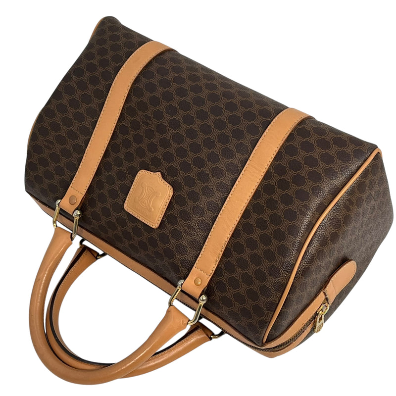 CELINE Macadam Boston Canvas Handbag - Brown 