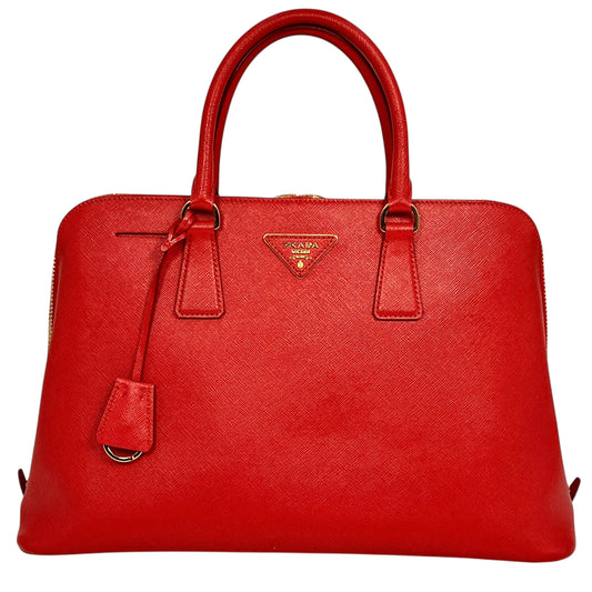PRADA Galleria Saffiano Leather Handbag - Red 