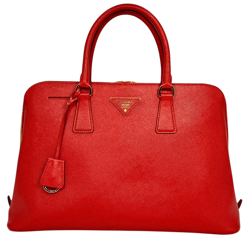 PRADA Galleria Saffiano Leather Handbag - Red 