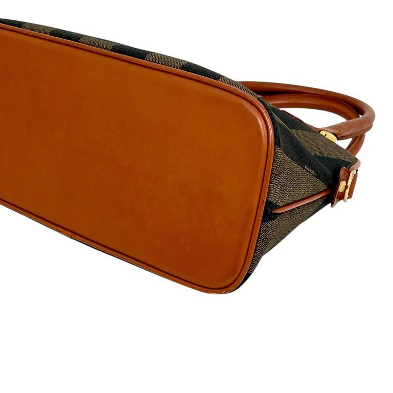 FENDI ペカン ロゴ ストライプ ハンドバッグ - ブラウン