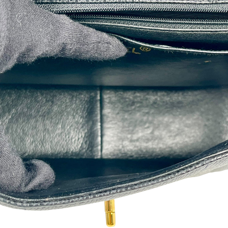 CHANEL マドモアゼル キャビアスキン ハンドバッグ - ブラック