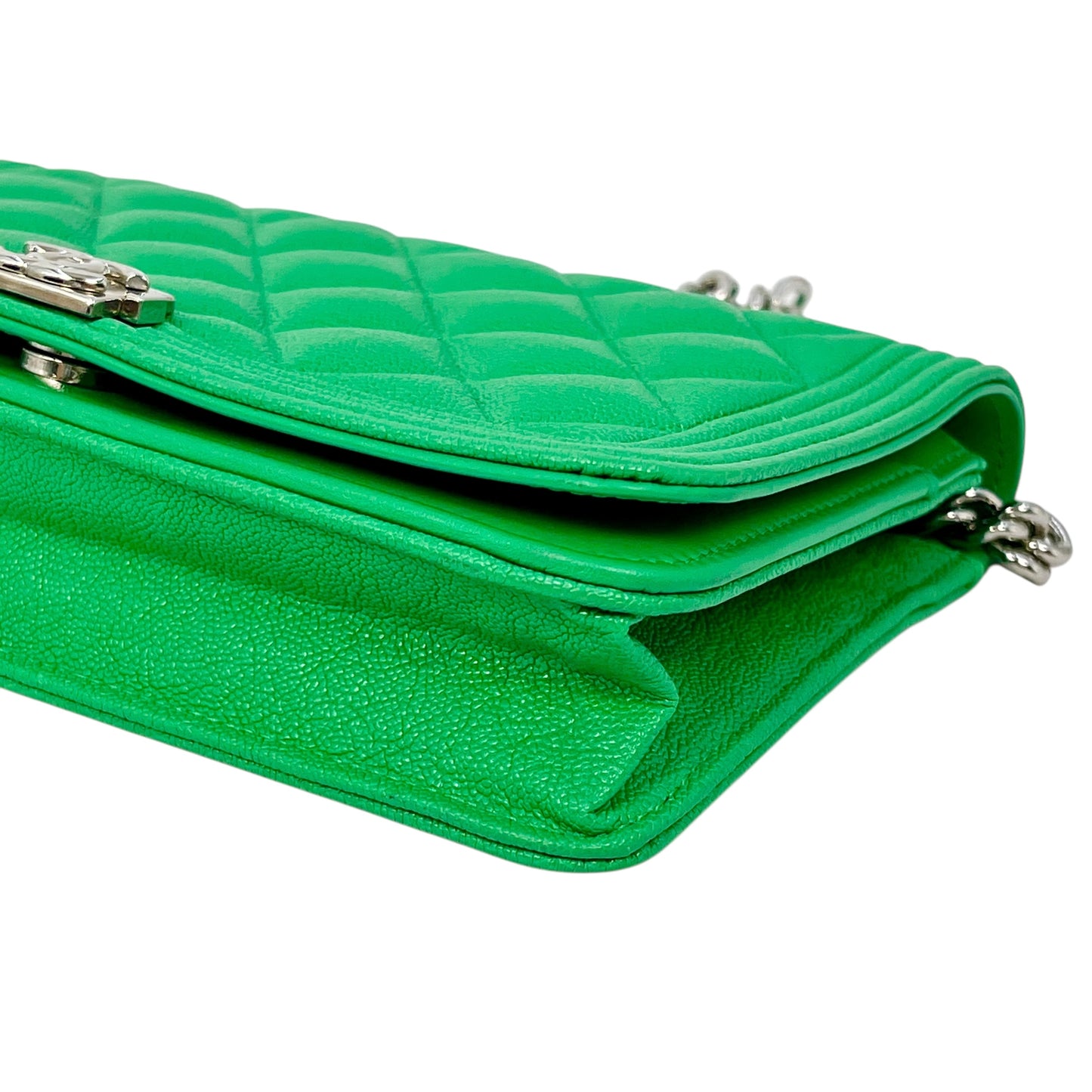 CHANEL Boy Chanel Caviar Leather Chain Wallet Shoulder Bag - Green 