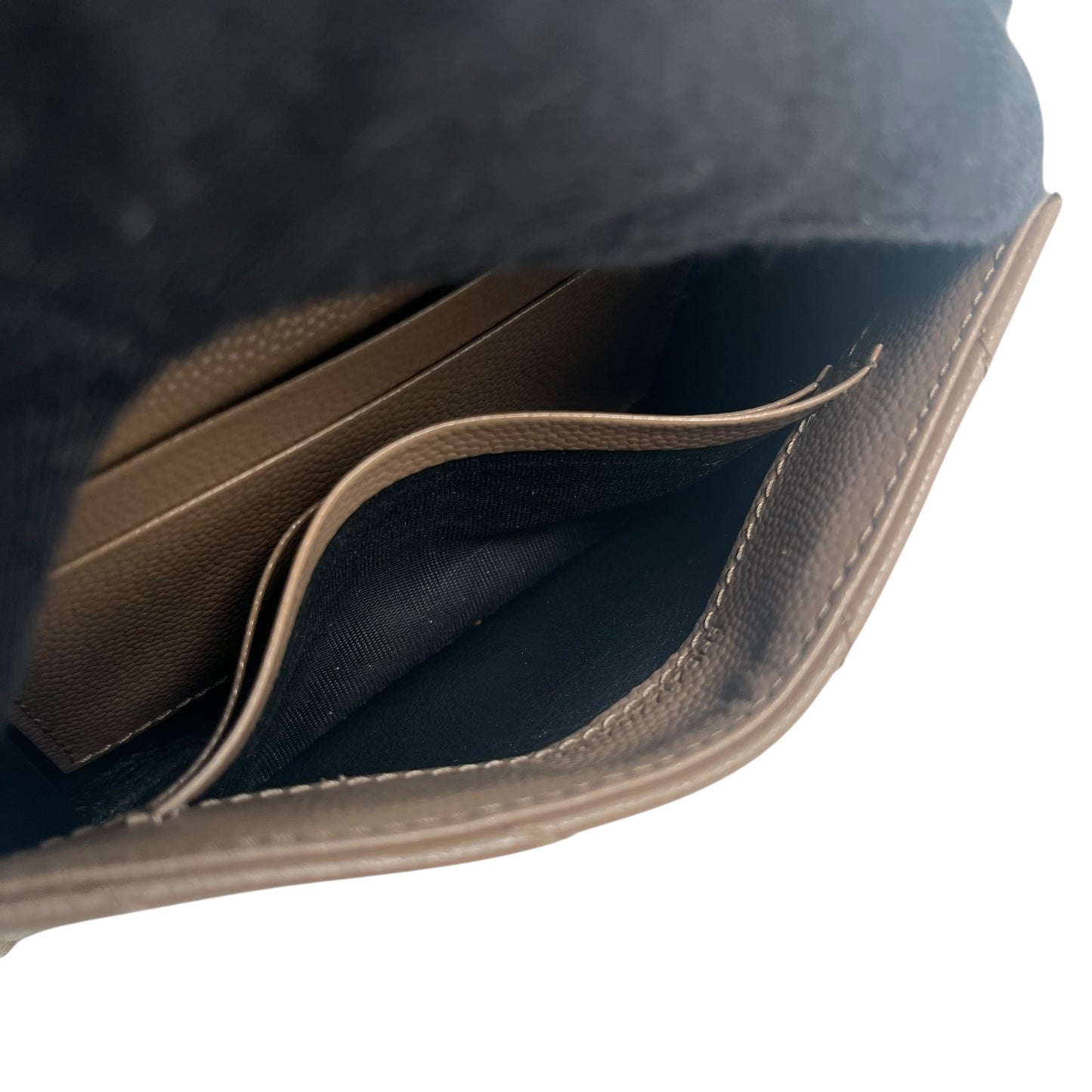 Saint Laurent Cassandra Matelasse Card Case Tri-fold Compact Wallet - Beige 