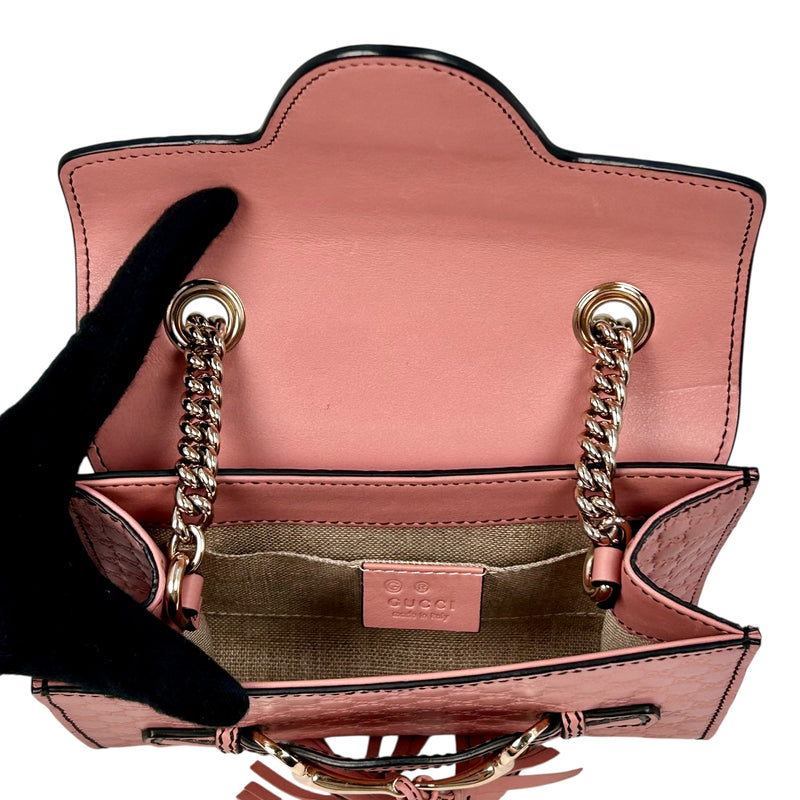 GUCCI Emily Mini Chain Shoulder Bag - Pink 