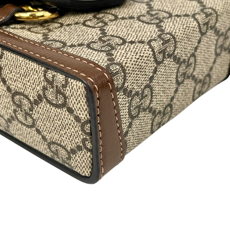 GUCCI GG スプリーム ホースビット 1955 ミニ ショルダーバッグ - ベージュ × ブラウン