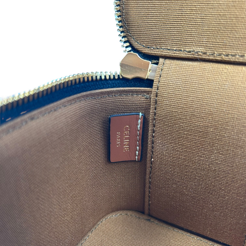 CELINE Mini Vanity Case in Triomphe Canvas and Calfskin - Dark Brown 