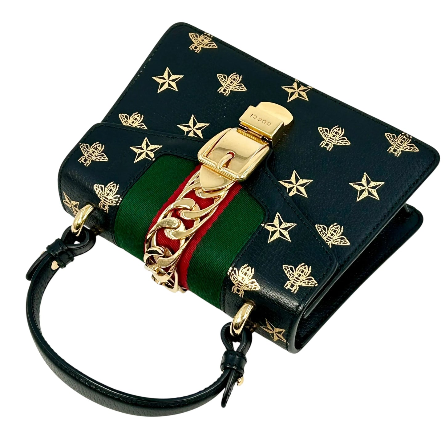 GUCCI シルヴィ ウェブライン ハンドバッグ ショルダーバッグ - ブラック