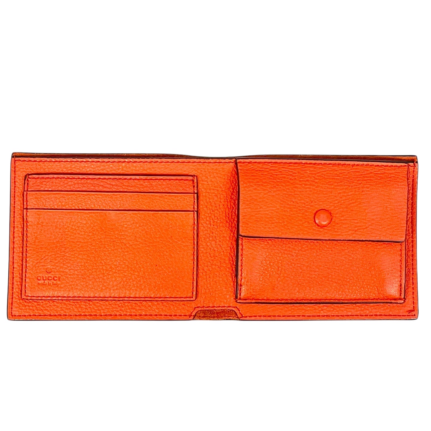 GUCCI GG Logo Embossed Bifold Compact Wallet - Orange 