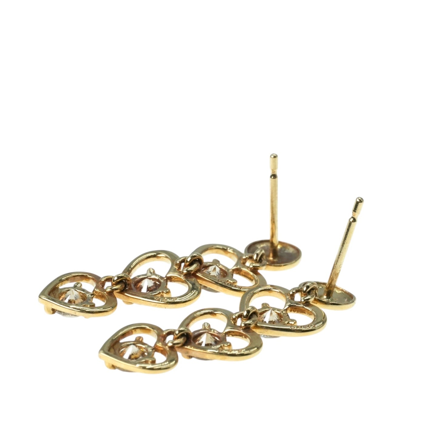 Triple Heart Diamond 1.000cts Earrings - 18KYG - 06683 