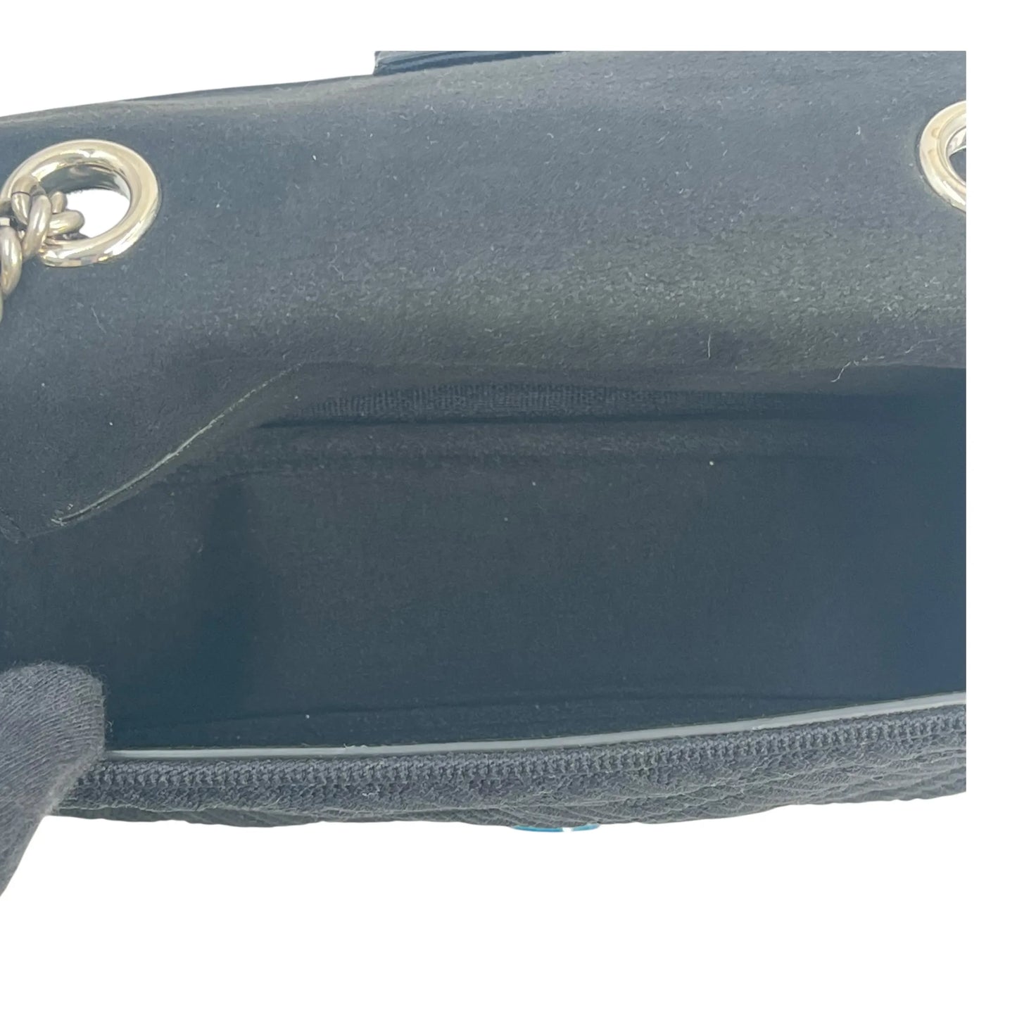 FENDI Mesh Technical Knit Baguette Chain Shoulder Bag - Black 