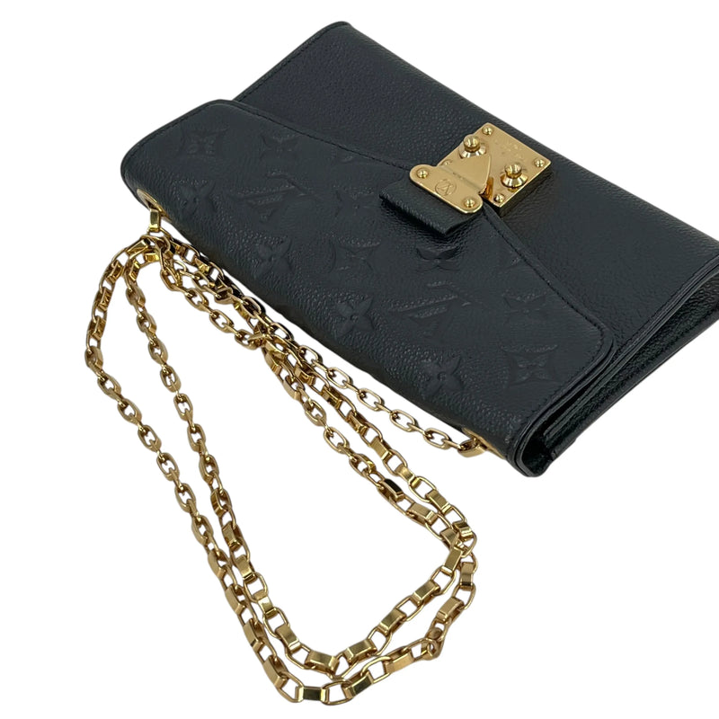 Louis Vuitton Monogram Empreinte Pochette Saint-Germain Chain Wallet - Black 