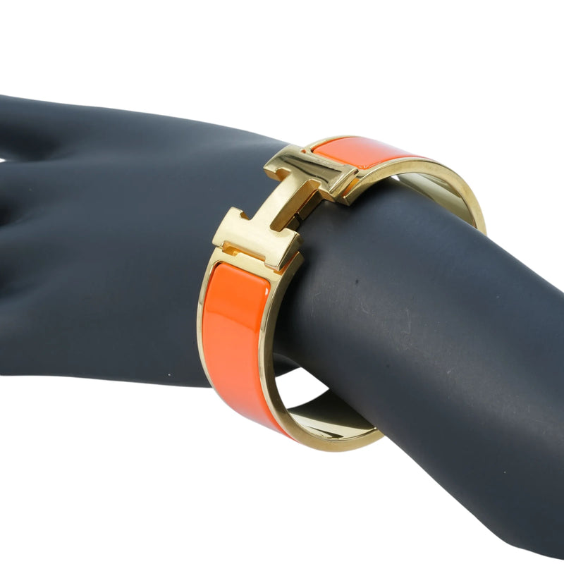 Hermès クリッククラックH エナメル GM ブレスレット アクセサリー - オレンジ