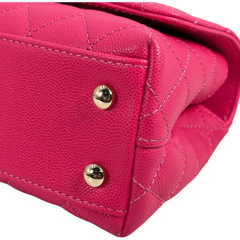 CHANEL ココ ハンドル 19XXS キャビアスキン ハンドバッグ - ピンク