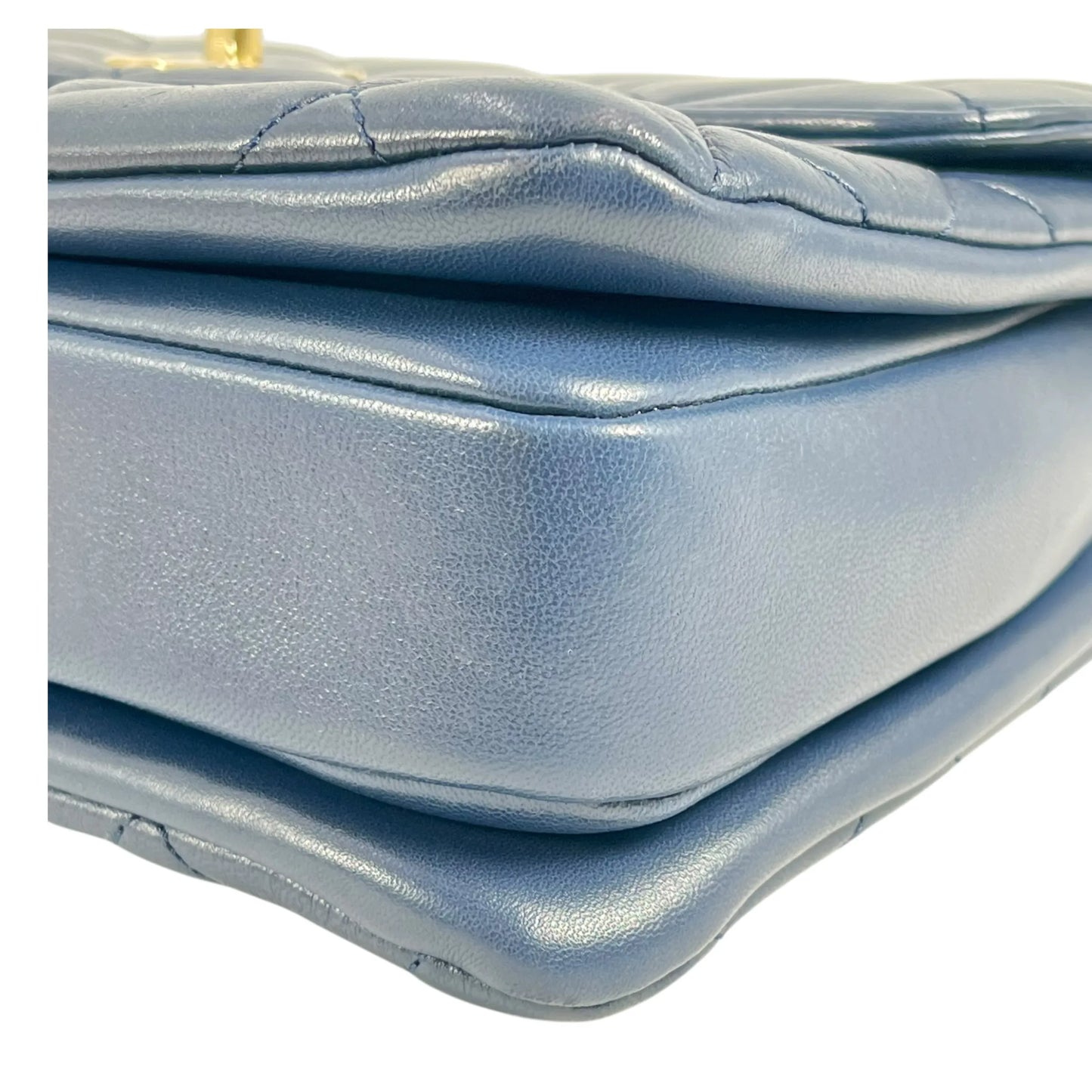 CHANEL Calfskin Matelassé Top Handle Trendy CC Handbag with Chain Shoulder Bag - Navy 