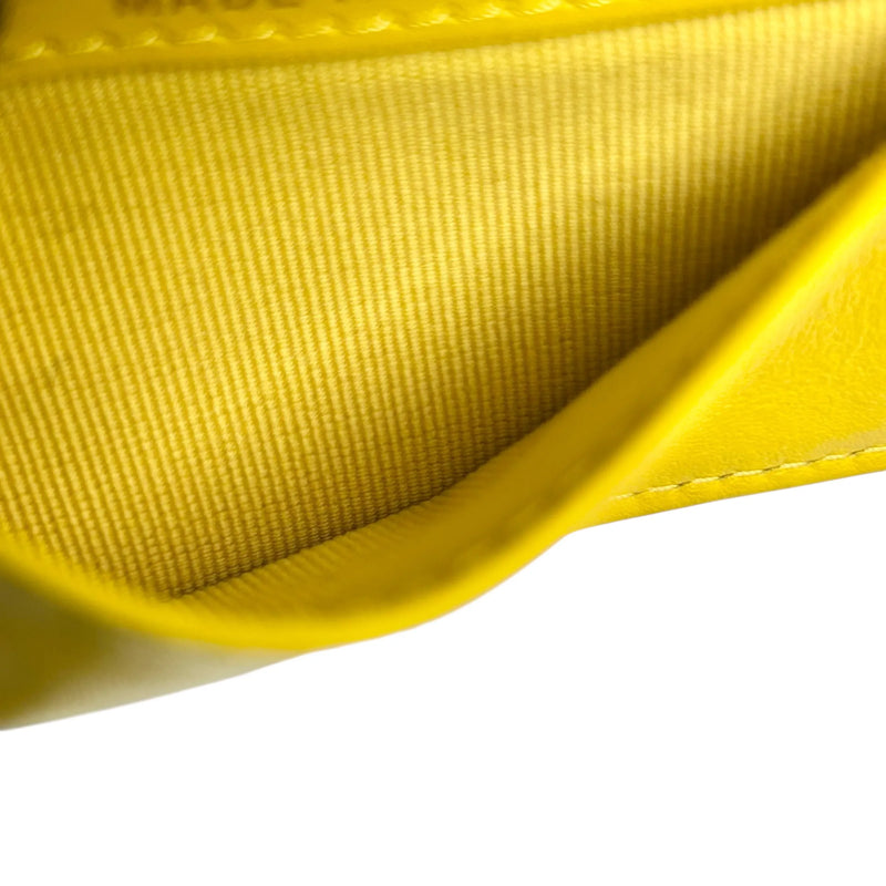 CHANEL Caviar Leather Matelasse Tri-Fold Compact Wallet - Yellow 