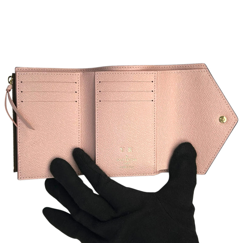 Louis Vuitton Damier Ebene Victorine Portefeuille Tri-fold Compact Wallet - Dark Brown 