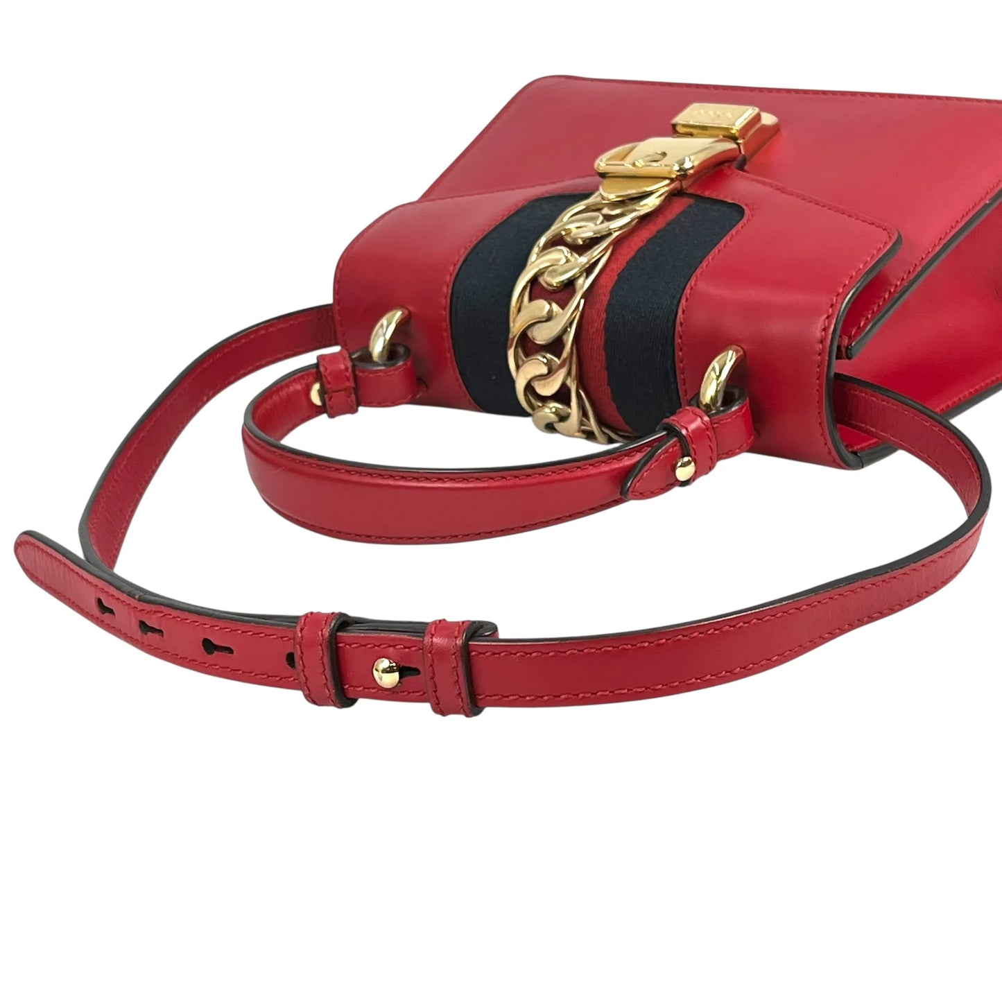 GUCCI Sylvie Chain Mini Handbag/Shoulder Bag - Red 
