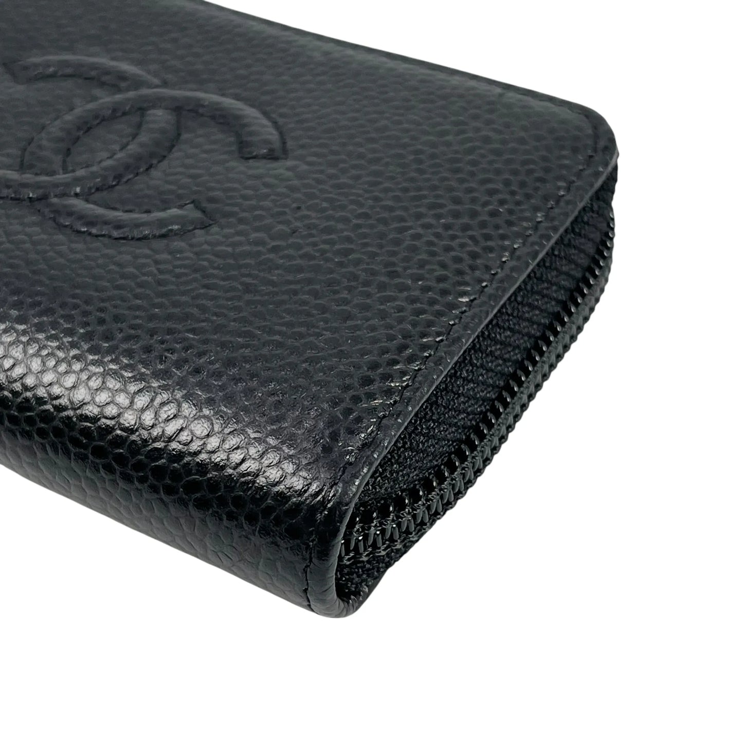 CHANEL CCロゴ キャビアスキン ジッピー カードケース コインケース - ブラック