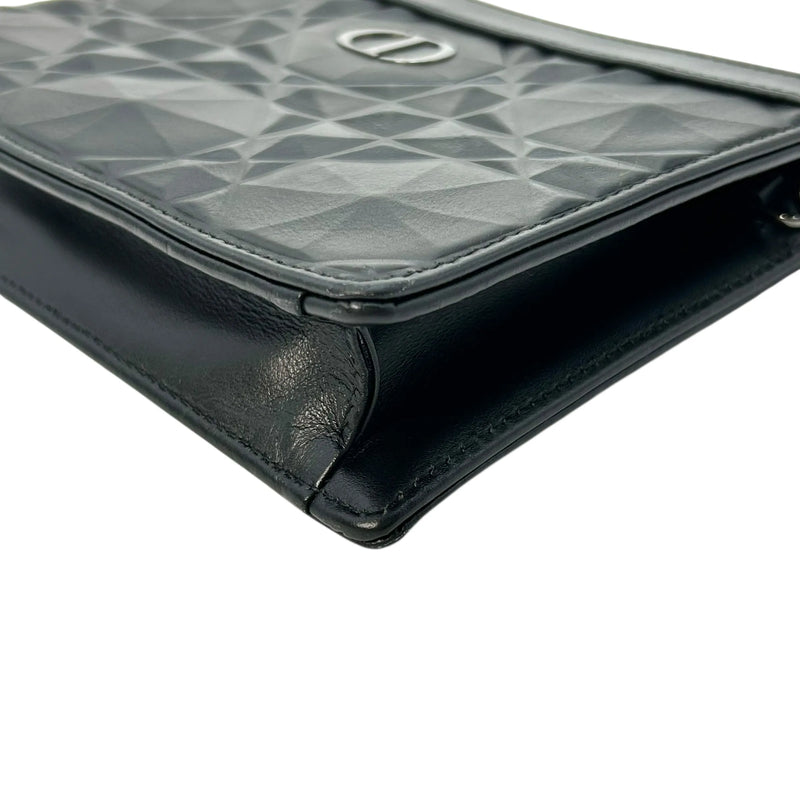 Dior Caro Chain Pouch Cannage Calfskin Chain Wallet Shoulder Bag - Black 