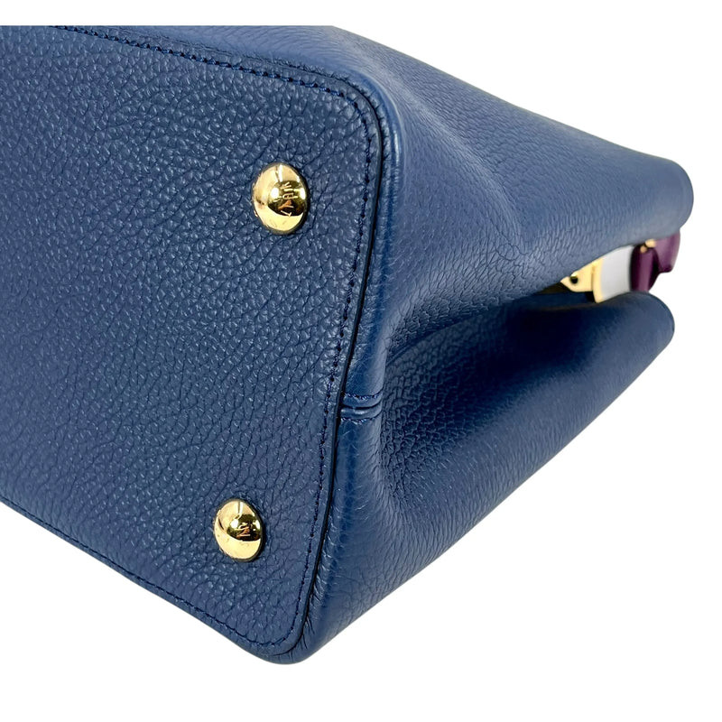 Louis Vuitton Capucines MM Taurillon Leather Handbag - Navy Blue 