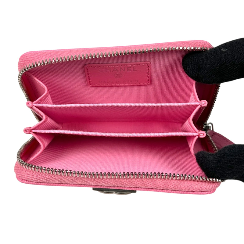 CHANEL Boy Chanel Zippy Coin Case Compact Wallet in Caviar Skin - Pink 
