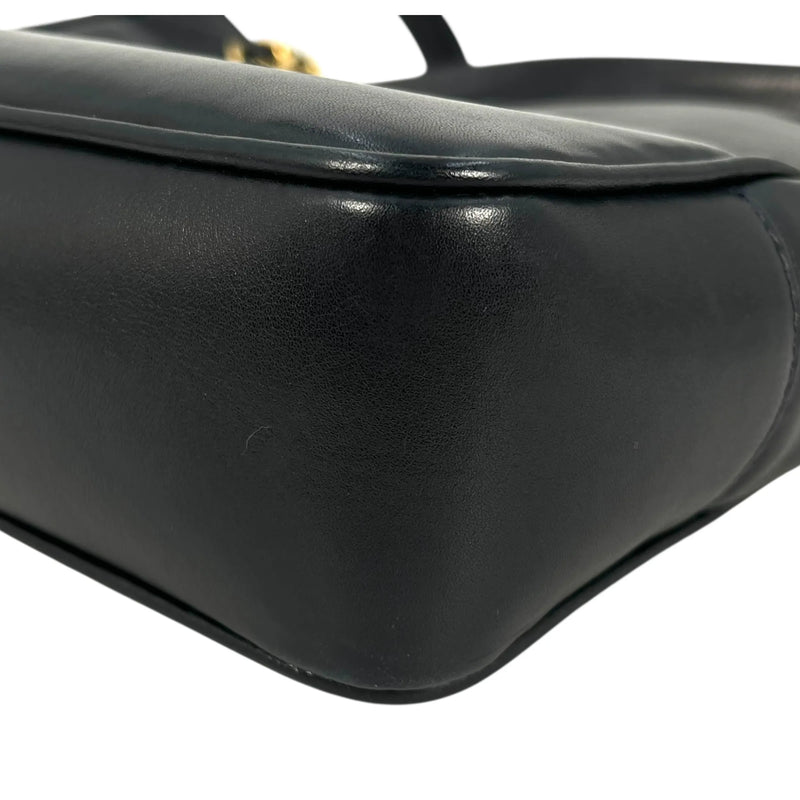 CHANEL CCロゴ ラムスキン チェーンショルダーバッグ - ブラック