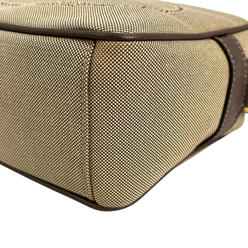 PRADA プラダロゴ ジャカード ショルダーバッグ - ベージュ