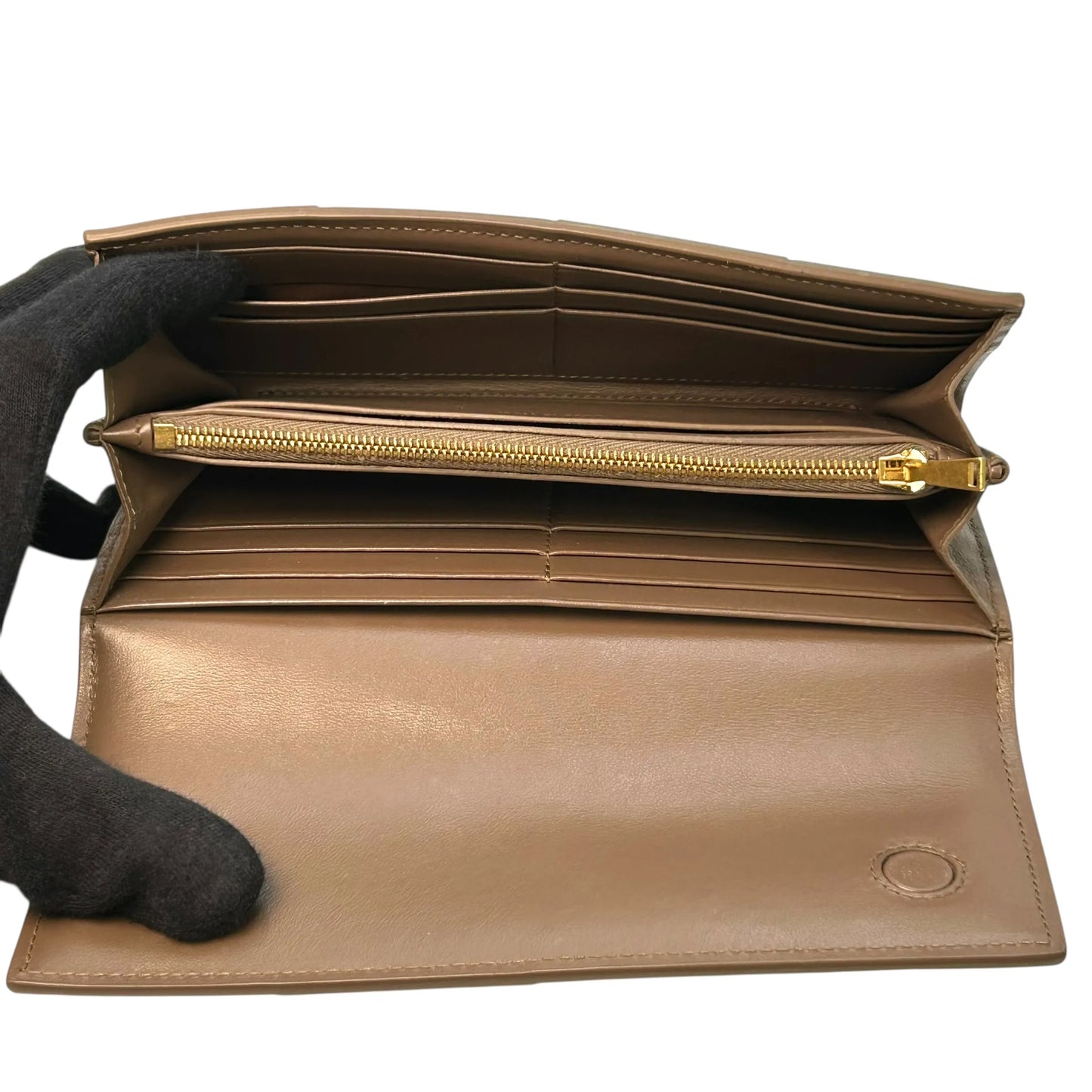 Bottega Veneta Intrecciato Flap Continental Long Wallet - Brown 