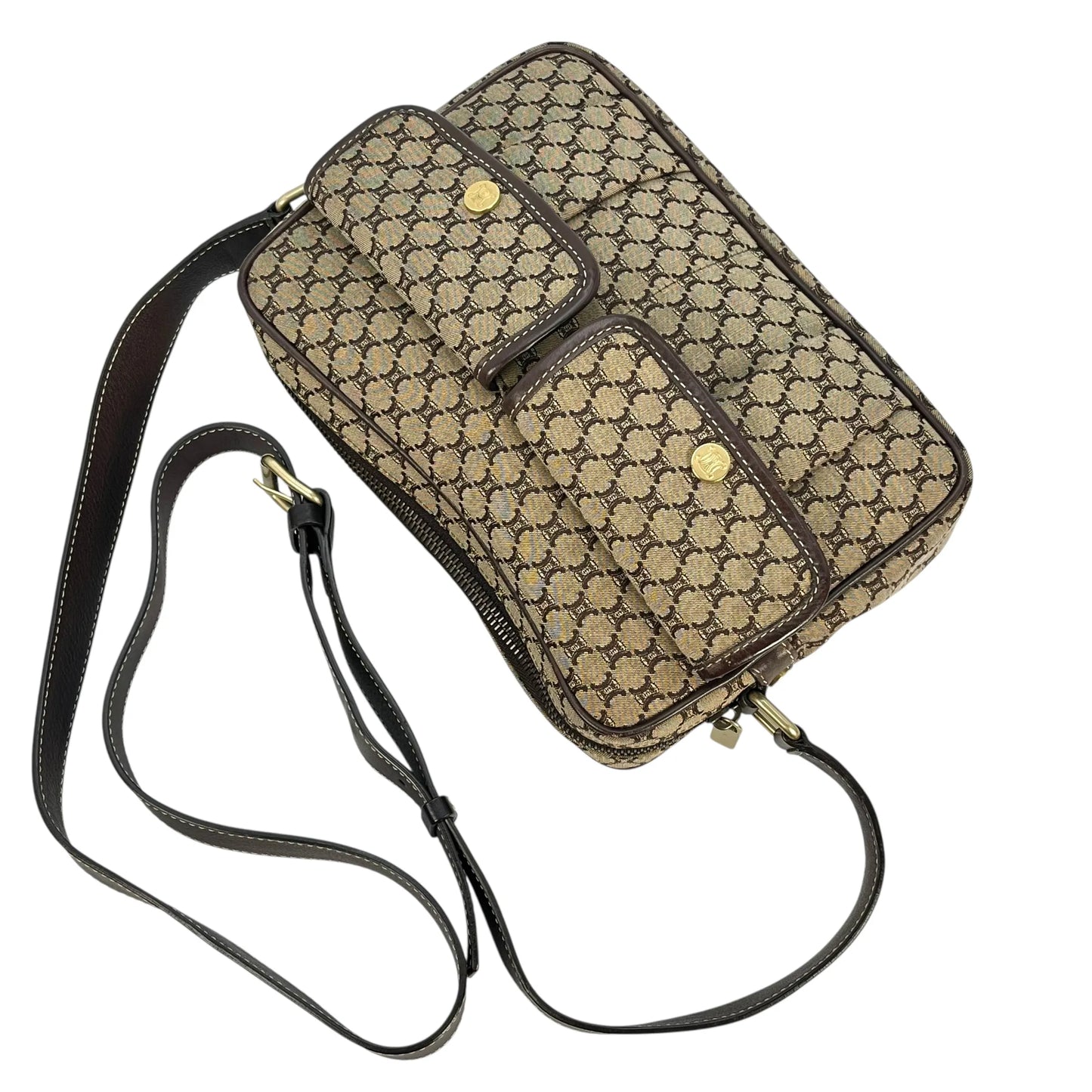 Celine Canvas Macadam Shoulder Bag - Brown 