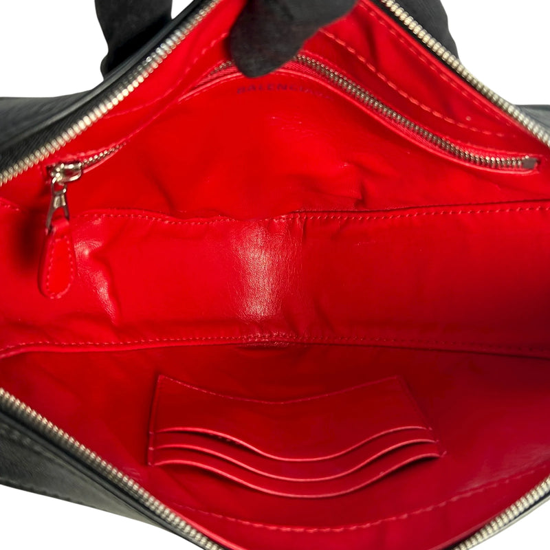 BALENCIAGA Triangle Leather Chain Shoulder Bag - Black 