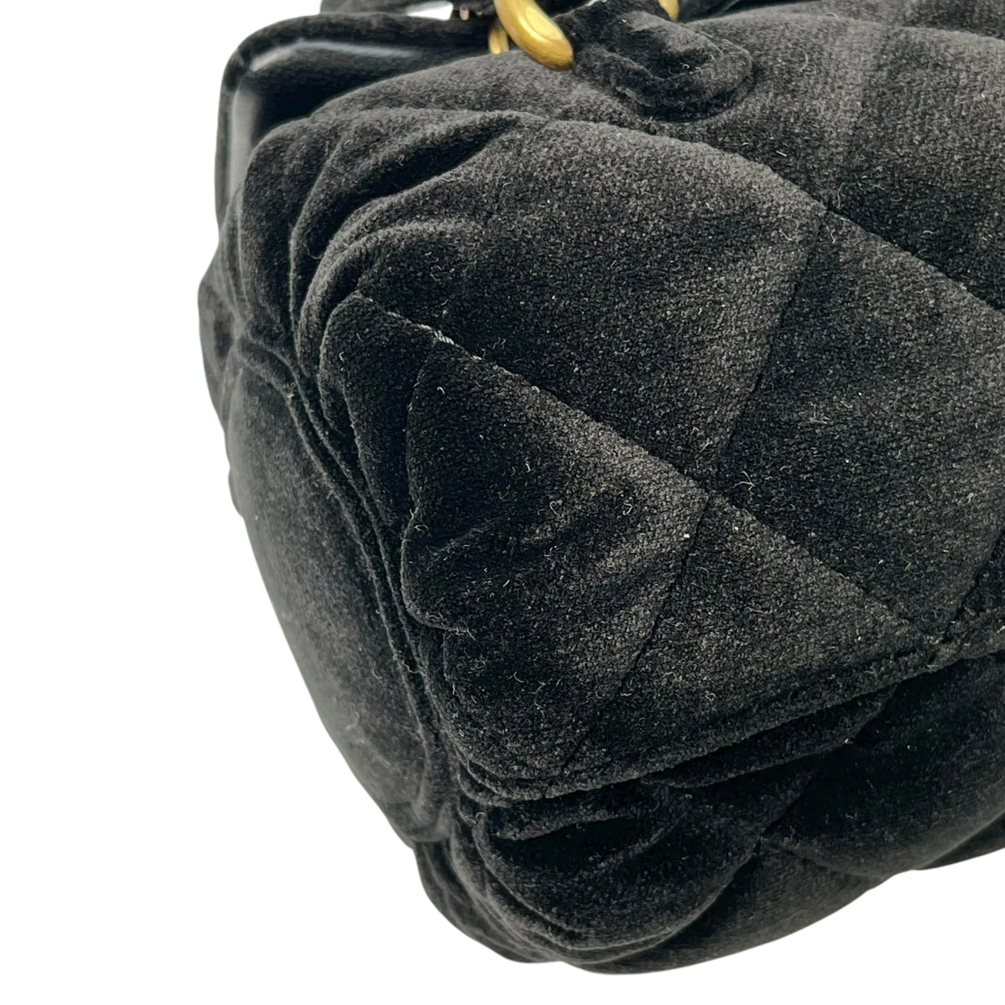 CHANEL Matelasse Boston Velvet Mini Shoulder Bag - Black 