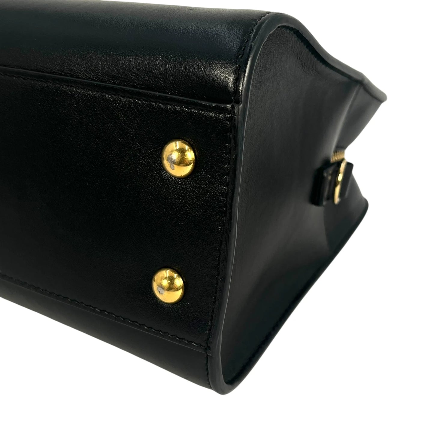 SAINT LAURENT ベイビーカバス レザー ハンドバッグ ショルダーバッグ - ブラック