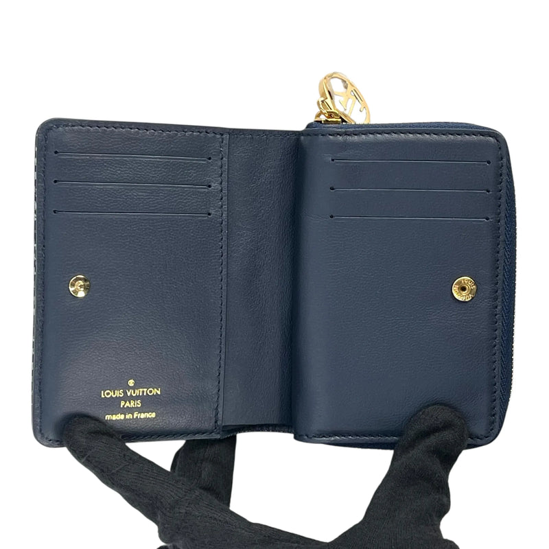 LOUIS VUITTON Portefeuille Lou Monogram Compact Wallet Bi-fold Wallet - Navy 
