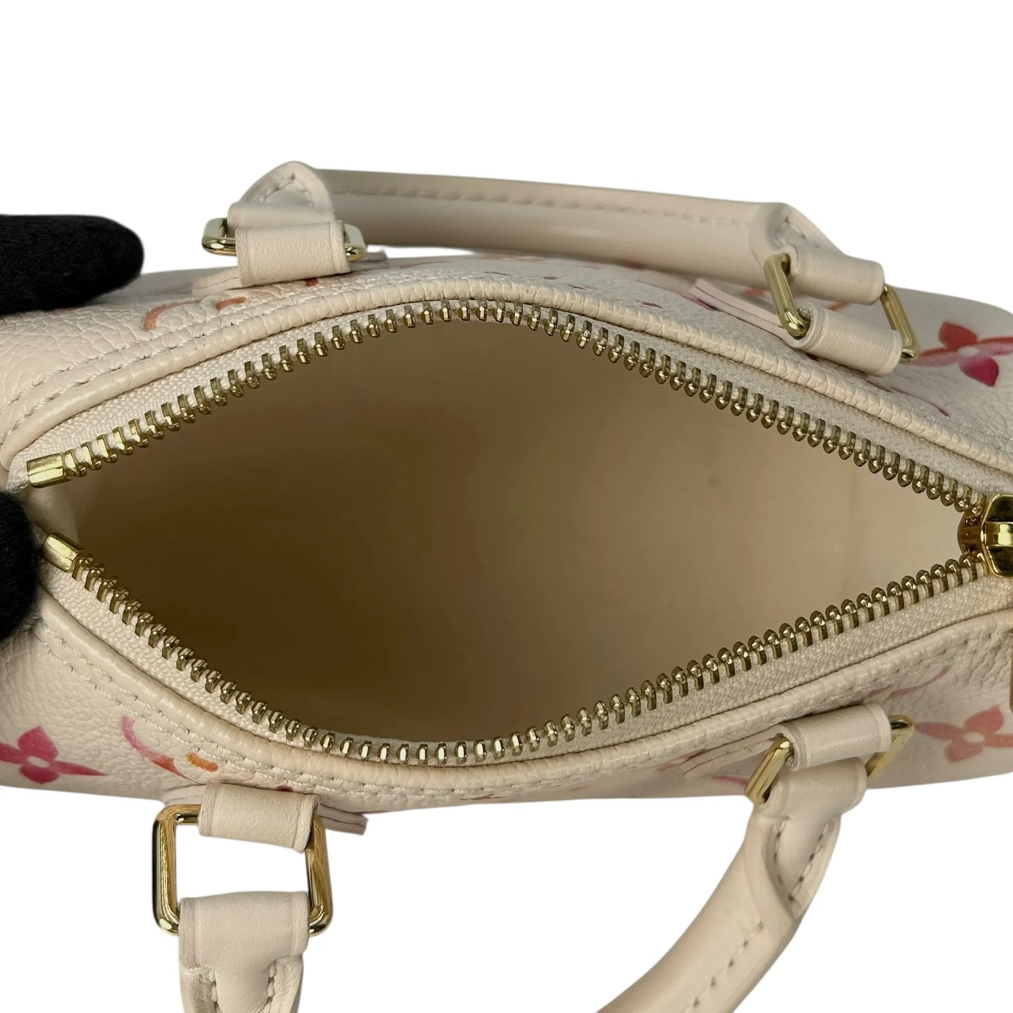 LOUIS VUITTON Nano Speedy Monogram Empreinte Handbag/Shoulder Bag - White 